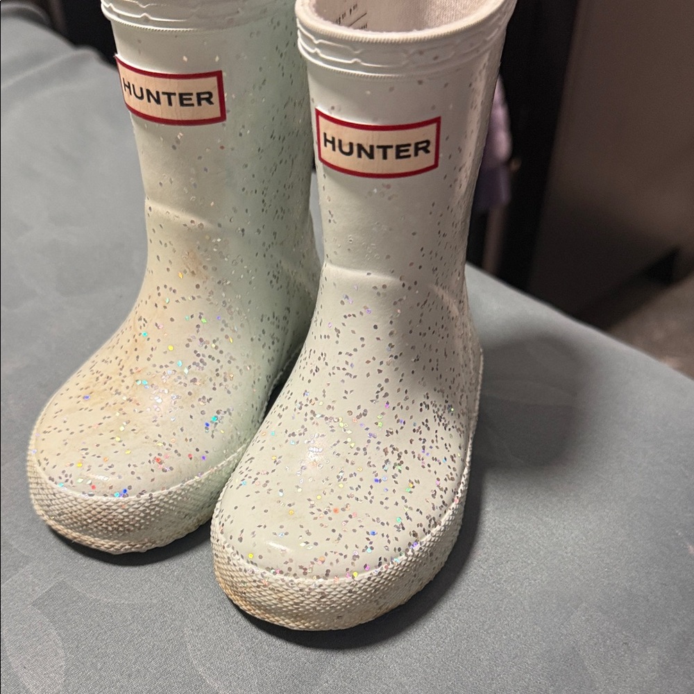 Hunter Sparkle White Rain Boots